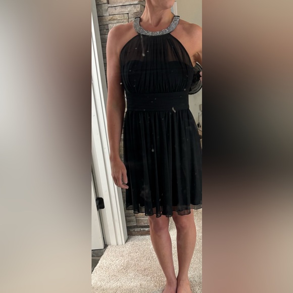 Speechless Dresses & Skirts - Speechless Black Halter Pleated Cocktail Dress with Embellished Neckline